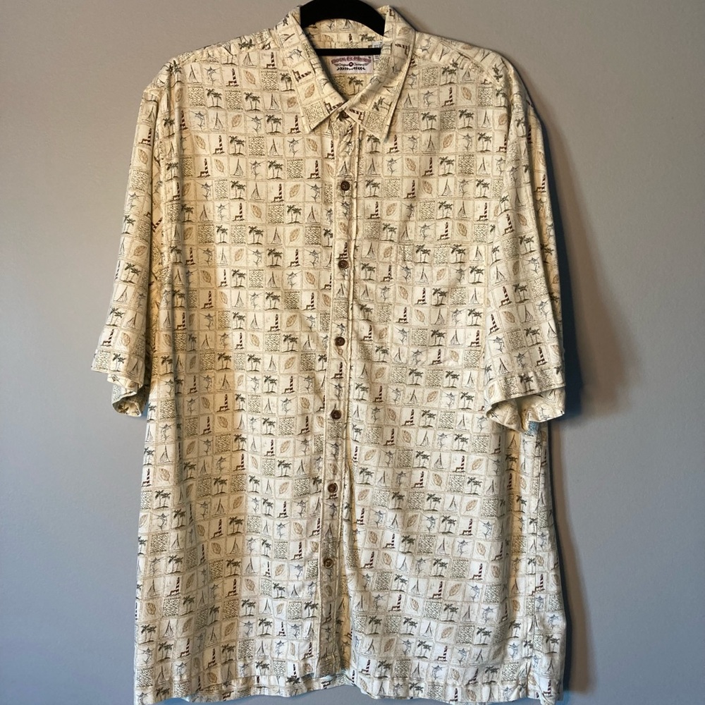 Boca Classic Cotton Blend Short Sleeved Shirt XL Sailfish Lighthouse Sailboat